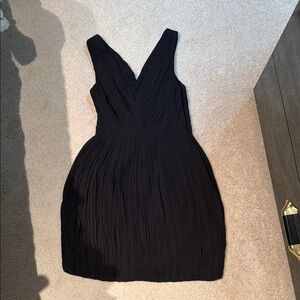 Theory Silk Black Sleeveless V-Neck Bubble Skirt Dress 0